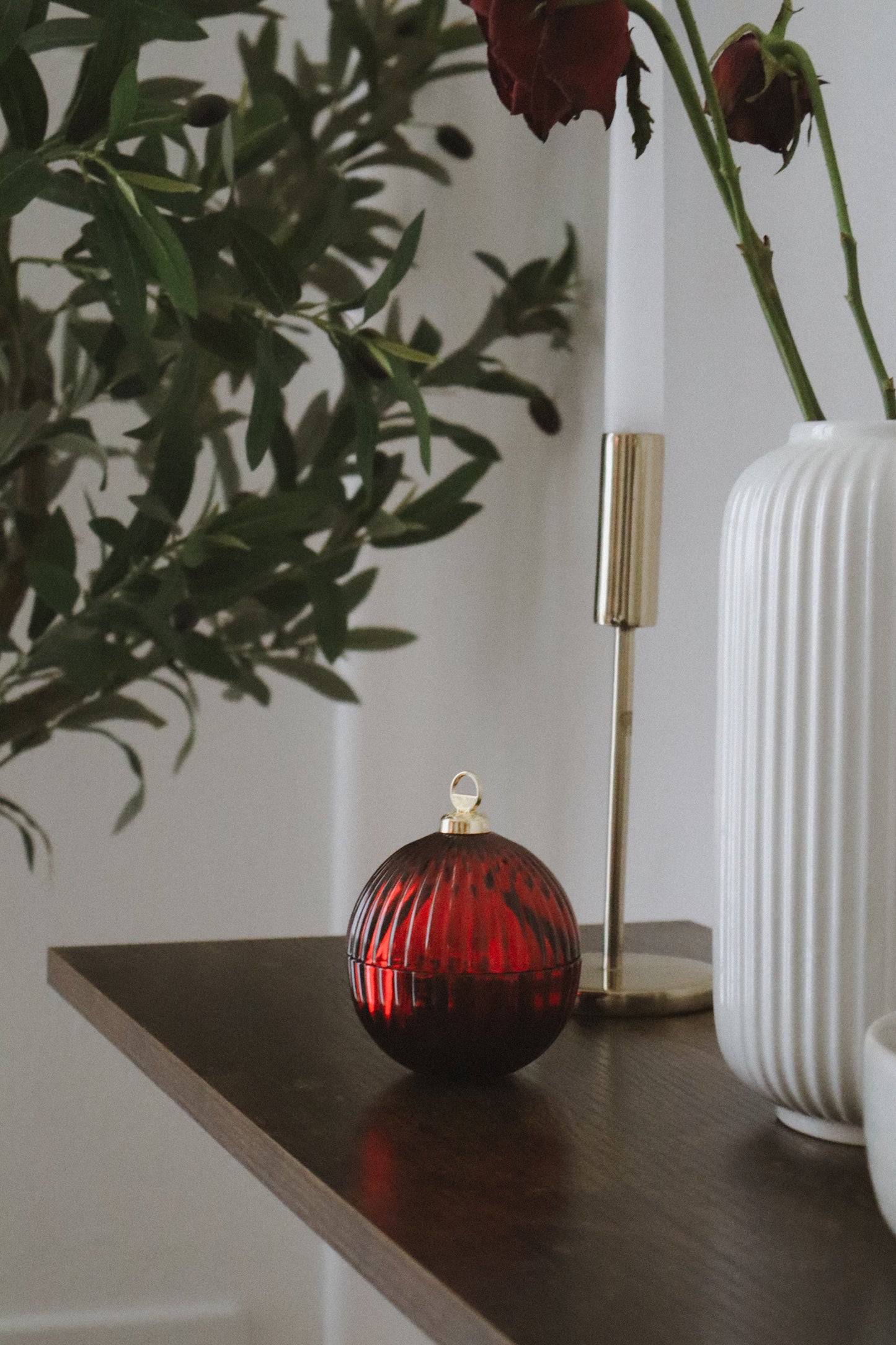 Candela bauble rosso Natale