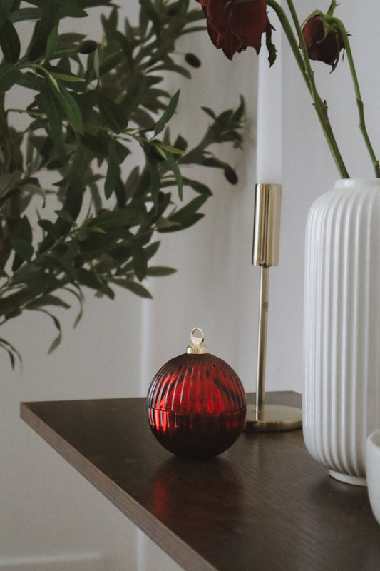 Candela bauble rosso Natale